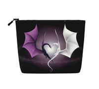 SamLng Purple and Wirte Dragons Organizer versatile per articoli da toeletta - Trousse per trucchi in canapa finta - Borsa cosmetica riutilizzabile con astuccio con cerniera, nero, Taglia unica