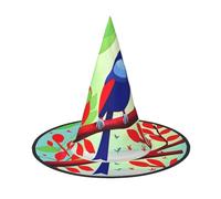 SamLng Red Leaf Bird - Cappello da strega per adulti, per Halloween, accessorio per feste, pieghevole, per Natale, Pasqua e Halloween