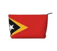 SamLng Repubblica Democratica di Timor Est - Trousse in velluto a coste, organizer per cosmetici e articoli da toeletta con cerniera, pratica custodia per trucco da donna, nera, taglia unica