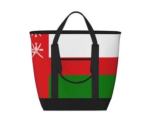 SamLng Sultanate of Oman - Borsa tote isolata di grande capacità, riutilizzabile e regolabile, per lavoro, picnic, viaggi e attività all'aperto, nera, taglia unica