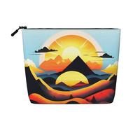 SamLng Sunrise Mountain - Trousse per cosmetici in canapa finta, riutilizzabile, con cerniera, nero, Taglia unica