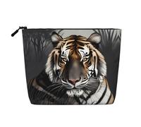 SamLng Tiger at rest Organizer versatile per articoli da toeletta - Borsa per trucchi in canapa finta - Trousse riutilizzabile con cerniera, nero, Taglia unica