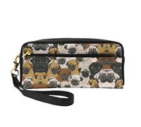 SamLng Trousse cosmetica riutilizzabile - Imagen De Pug Print Leather Small Makeup Bag per Viaggi, Organizer da toilette con cerniera, nero, Taglia unica