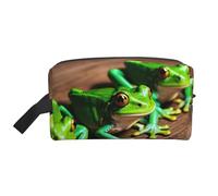 SamLng Trousse da viaggio con stampa di rane divertenti, trousse per trucchi per uomini e donne, organizer portatile per uso quotidiano, bianco, taglia unica, bianco, Taglia unica