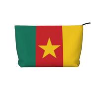 SamLng Trousse in velluto a coste Bandiera del Camerun - Organizer per cosmetici e articoli da toeletta con cerniera - Pratica borsa per trucco da donna, nera, taglia unica
