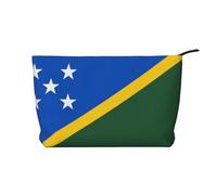 SamLng Trousse in velluto a coste con bandiera delle Isole Salomone, organizer per cosmetici e articoli da toeletta con cerniera, pratica borsa per trucco da donna