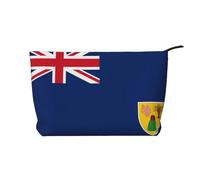 SamLng Trousse in velluto a coste con bandiera delle Isole Turks e Caicos, organizer per cosmetici e articoli da toeletta con cerniera, pratica borsa per trucco da donna, nera, taglia unica