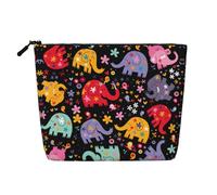 SamLng Trousse per trucchi in canapa finta con elefante, versatile, riutilizzabile, con cerniera, nero, Taglia unica