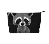 SamLng Trousse per trucchi in velluto a coste con procione, con cerniera, pratica borsa per trucco da donna, colore nero, taglia unica