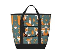 SamLng Yellow Fox - Borsa tote isolata di grande capacità, riutilizzabile ed elegante, per lavoro, picnic e viaggi, nero, Taglia unica