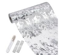 Samlonge 28CM x 20M Runner da Tavola in Argento, Runner da Tavola in Poliestere Tovaglia Glitterata Metallica con 1 Forbice e 2 Nastri per Bodas Fiestas Cumpleaños Celebraciones