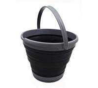 SAMMART 10 Litri Collapsible Plastic Bucket - Tubo pieghevole rotondo - Portable Fishing Water Pail - Space Saving Outdoor Waterpot, misura 33 cm Dia (1, grigio/nero)