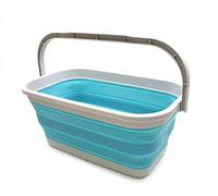 SAMMART 11,6 Litri Cestino rettangolare pieghevole, 11,6 l, con pratico secchio, colore: Blu elettrico, 1 pezzo.