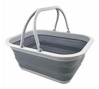 SAMMART Cestino pieghevole da 15 l con manico - Cestino da picnic portatile per esterni - Borsa per la spesa pieghevole - Contenitore salvaspazio (grigio)