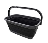 SAMMART - Cestino rettangolare pieghevole, 11,6 l, con pratico secchio, colore: Grigio/Nero, 1 pezzo.