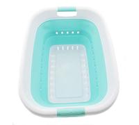 SAMMART Cesto portabiancheria pieghevole in plastica da 37 l, contenitore pieghevole pop-up per riporre oggetti - cestino salvaspazio (1, bianco/verde lago)