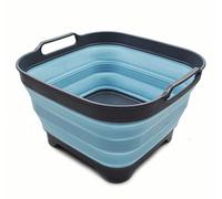 SAMMART Pentola pieghevole da 10 l con tappo di scarico, lavabo pieghevole, vasca portatile per lavare i piatti, vassoio salvaspazio da cucina (1, grigio/angelo marino)