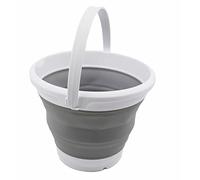 SAMMART Secchio pieghevole in plastica da 5,5 litri (1,4 galloni) pieghevole vasca rotonda - secchio d'acqua portatile per pesca - acqua salvaspazio all'aperto (bianco/grigio, 1)
