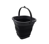 SAMMART Secchio pieghevole in plastica super mini quadrato da 2,6 l - vasca quadrata pieghevole - secchio portatile per acqua da pesca - pentola per acqua da esterno salvaspazio (grigio/nero)