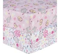 Sammy & Lou Jungle Flowers, set di 2 lenzuola con angoli in microfibra per culla standard, 71,1 x 132,1 cm, completamente elasticizzate,