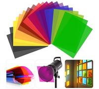 SAMNISOO 20 pezzi di filtro luce gel di correzione del colore, pellicola di trasparenza fogli di plastica sovrapposizioni colorate illuminazione gel filtro, 10 colori formato A4