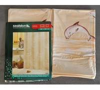 Samoa Beige (Con Motivo Del Delfino) Tenda Da Doccia In Vinile 180x200cm.