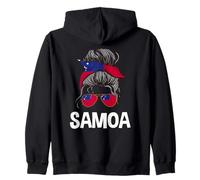 Samoa Messy Bun Girl Samoan Pride Bandiera Design Felpa con Cappuccio
