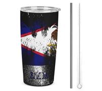 Samoa Samoans Flags America Eagle 1 Bicchiere termico in acciaio inossidabile da 20 once, Tazza da viaggio per auto a doppia parete sottovuoto con coperchio a cannuccia per uomini e donne, regali di