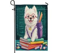 Samoiedo - Bandiere da giardino, 30,5 x 45,7 cm, double-face, per esterni, per rientro a scuola, cuccioli, bandiere verticali standard per casa, per lezioni divertenti sul cortile, cortile, prato