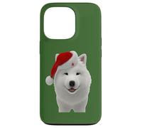 Samoiedo con cappello da Babbo Natale in stile cartone animato Custodia per iPhone 13 Pro