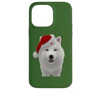 Samoiedo con cappello da Babbo Natale in stile cartone animato Custodia per iPhone 14 Pro Max