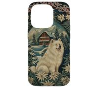 Samoiedo nelle Alpi con Winter Chalet Custodia per iPhone 14 Pro