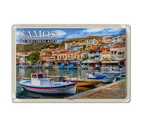 SAMOS | Grecia | Targa in metallo | nostalgia | decorazione, 30 x 20 cm
