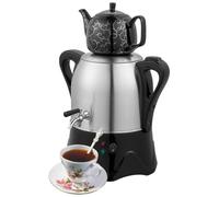 Samovar, bollitore elettrico per tè turco, 2000 W, bollitore per acqua calda, bollitore in acciaio inox da 3 litri e teiera in ceramica da 1 l, per caffè e tè alle erbe
