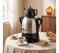 Samovar Elettrico, Set Per La Preparazione Del Tè Turco, Bollitore In Acciaio Inox Da 3 Litri E Teiera In Ceramica Da 1 Litro, Funzione Di Mantenimento In Caldo, Bollitore Per Tè Turco, Persiano
