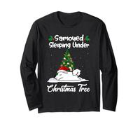 Samoyed My Dog Sleeping Under Christmas Tree Puppy Xmas Maglia a Manica