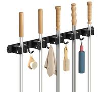 Sampoes Porta Scope Parete, Portascope da Muro in Acciaio Inox, Appendi Scope a Muro con Ganci, Appendi Scope a Muro per Cucina, Bagno, Garage