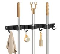 Sampoes Porta Scope Parete, Portascope da Muro in Acciaio Inox, Appendi Scope a Muro con Ganci, Appendi Scope a Muro per Cucina, Bagno, Garage