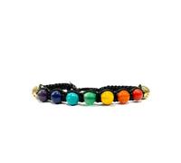 Samsara Bracciale Tibetano Buddista 7 CHAKRA Orgonico - shamballa con sette pietre diverse - Filo in cotone cerato di alta qualità (NERO)