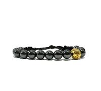 Samsara Bracciale Tibetano Buddista, lunghezza Regolabile, gioiello mistico Portafortuna - Filo in cotone cerato ad alta resistenza (EMATITE)