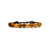 Samsara Bracciale Tibetano Buddista, lunghezza Regolabile, gioiello mistico Portafortuna - Filo in cotone cerato ad alta resistenza (PIETRA DEL DRAGO)