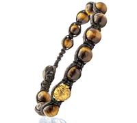 Samsara Bracciale Tibetano Buddista - shamballa con pietra Occhio di Tigre - Filo in cotone cerato marrone