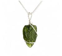 Samsara - Collana in Argento 925 con Ciondolo in Moldavite Certificata - Collana da Donna In Cristallo di Meteorite, Potenza Energetica - Confezione Regalo e Certificato Gemmologico (Catena argento)