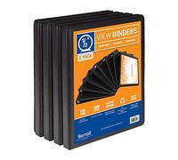 Samsill 3 anello Durable View Binders - Confezione da 8, 1/5,1 cm anello rotondo, antiaderente personalizzabile copertura trasparente, nero