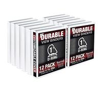 Samsill Durable 1 Inch D Ring Binder/Customizable Clear View Binder/Bulk Binder 12 Pack/White 3 Ring Binder/One Inch Binder