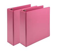 Samsill Earth's Choice™- Raccoglitore a 3 anelli alla moda, durevole, anello rotondo da 7,6 cm, fino al 25% in plastica a base vegetale, ecologico, certificato USDA, rosa, confezione da 2 (U86876)