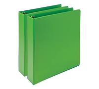 Samsill Earth's Choice™ - Raccoglitore a 3 anelli alla moda, resistente, con anello rotondo da 3,8 cm, fino al 25% in plastica a base vegetale, ecologico, certificato USDA, verde lime, confezione da 2