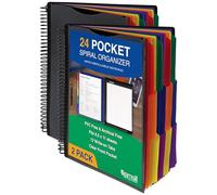 Samsill Organizer deluxe a spirale con 24 tasche, con 12 divisori, blocco note ricaricabile, passante per penna attaccato, copertina frontale personalizzabile e linguette cancellabili per scrivere