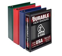 Samsill Raccoglitore a 3 anelli resistente, prodotto negli Stati Uniti, raccoglitore ad anelli a D da 5 cm, contiene 475 fogli, copertina trasparente personalizzabile, assortimento di base, confezione