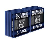 Samsill Raccoglitore durevole da 12,7 cm, raccoglitore ad anelli blu rotondo, personalizzabile con visualizzazione trasparente, confezione da 8, raccoglitore blu a 3 anelli, raccoglitore da mezzo